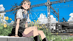 電車で通学している女子高生 | 3138145-13048