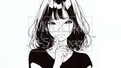 指を唇に当てて「シーShh」というジェスチャーをしている女性（シンプルな色使い） | 314913-13229