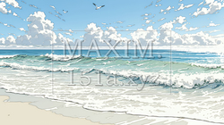 夏の海と空と白い浜辺 | 3157212-8321