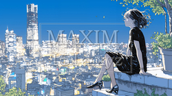 都市の夜景を眺めている女性 | 3171768-13016