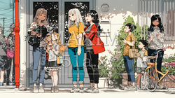 道端で会話を楽しむ若い主婦たち（ママ友たち） | 3173533-16839