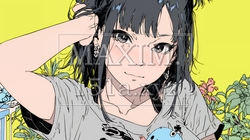 熱帯植物と若い女性