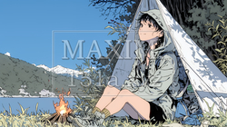 ソロキャンプを楽しんでいる若い女性 | 3239157-9668