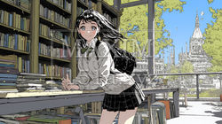 書店で本を選ぶ女子高生 | 3243977-16066