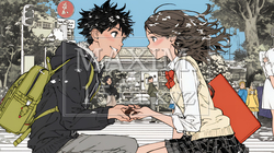 バレンタインディのチョコを男性に渡そうとしている若い女性｜3262062-17672
