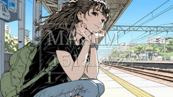 駅のホームで、なかなか来ない電車を待ちくたびれている若い女性 | 3280041-15572