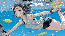海で泳いでいる若い女性 | 3281126-10268