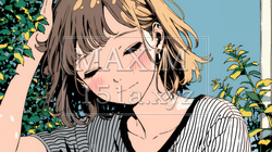 気恥ずかしそうに頭をかき、ごまかすような仕草を見せる若い女性 | 3281307-14147