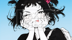 舌を出して陽気におどけている若い女性（シンプルな色使い） | 3291059-11308