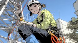 高所で作業をしている女性作業員 | 3298918-13282