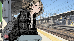 駅のホームで、なかなか来ない電車を待ちくたびれている若い女性 | 3301055-15564