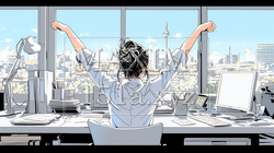 仕事の合間にストレッチ（伸び）をする女性 | 3336010-16720