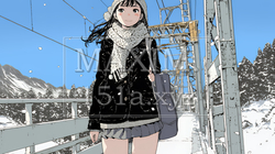雪の日に通学する女子高生 | 3341542-13064
