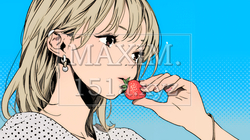 イチゴを摘んで食べている若い女性 | 3342111-8516
