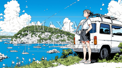 南国の白い砂浜と青い海と青い空