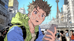 スマホの画面を見て驚いている若い男性 | 3348365-7610