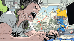 対戦型テレビゲームに没頭している若い男性 | 3358788-13424