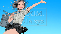 嬉しさのあまり飛び跳ねる制服姿の女子高生 | 336658-13869