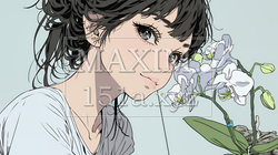 蘭の花と若い女性 | 337187-11155