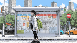 一人旅の旅先、街角で足を止めて道を確かめる若い女性 | 3388772-16623