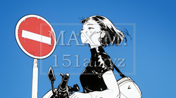 Noという意思表示：進入禁止マークと無表情な女性で表現（シンプルな色使い）