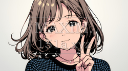 笑顔でピースサインを見せる若い女性 | 340328-14271