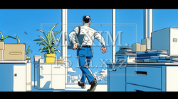 定時退社で帰宅を喜ぶ会社員｜ワークライフバランスと働き方改革のビジネスイメージ | 3406065-17357