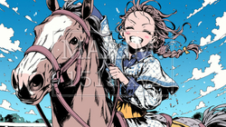 乗馬をしている若い女性