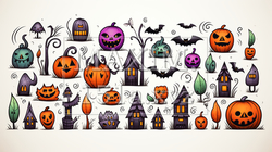 ハロウィンの手書き風アイコンのリファレンスシート