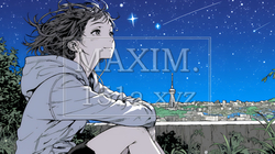星空を眺めている若い女性｜371848-10306
