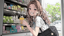 コンビニで新作スイーツを物色中の若い女性 | 3411466-15719
