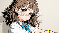「ふん！」という表情でそっぽを向いている制服を着た女子高生｜3847915-13697