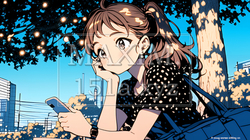 外出中にスマートフォンをいじくっている若い女性 | 3412985-7257