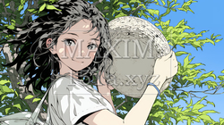 春風に飛ばされそうな帽子を、手で押さえる若い女性 | 3425191-15049