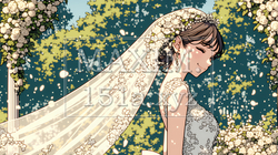 白いウェディングドレスを着ている花嫁：ジューンブライド | 3426857-8800