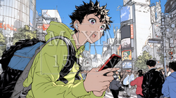 スマホの画面を見て驚いている若い男性 | 342801-7611