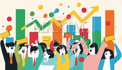 株価上昇に大喜びの人々：日経株価高値更新 | 3437101-3830