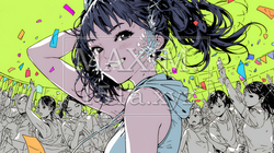 クラブで踊っている若い女性