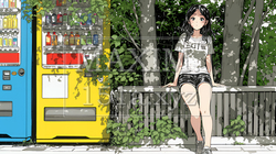 自動販売機で飲み物を購入する若い女性｜日常・ライフスタイル・屋外シーン