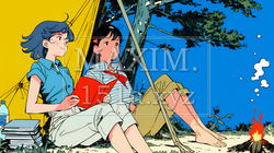 女友達と一緒にテントキャンプを楽しむ若い女性 | 3457472-9698