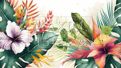 色々な熱帯植物の水彩画 | 3483441-18300