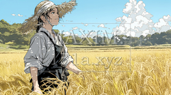 田んぼで農作業をしている女性 | 3487538-10560