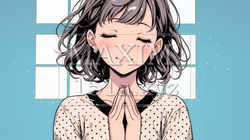にっこり笑って手を合わせて「お願い」と甘える若い女性 | 3515144-13811