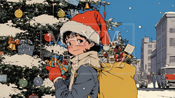 クリスマスツリーと少女 | 3516885-6583