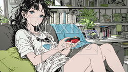 ビデオゲームで遊んでいる若い女性 | 3538611-12416