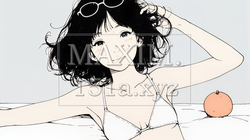 ビキニ姿の若い女性（シンプルな色使い） | 3546431-10050