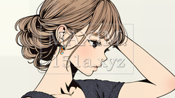 髪をかきあげている（なでている）若い女性｜3576444-12112