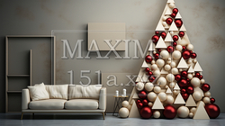 クリスマスツリー：ミニマルアート（Minimalism）的表現の背景画像 | 3581549-2728