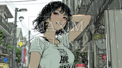 夏の急な雨でびしょ濡れの若い女性｜3601477-9249