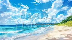 南国の島の浜辺と青い空のイラスト | 3592530-20091